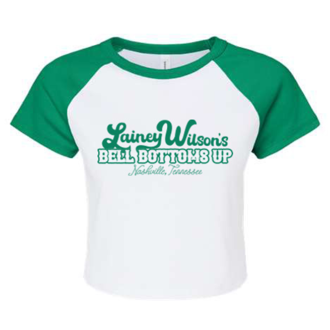 Lainey Wilson Green Crop Baseball Tee