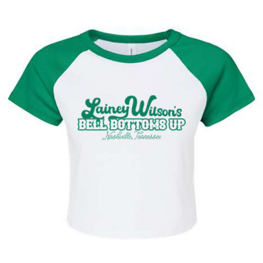 Lainey Wilson Green Crop Baseball Tee